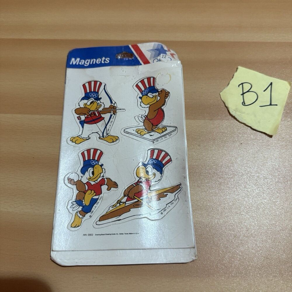 3/$15 Vintage Magnets LA Olympics 1981 Los Angeles Sam Eagle USA New